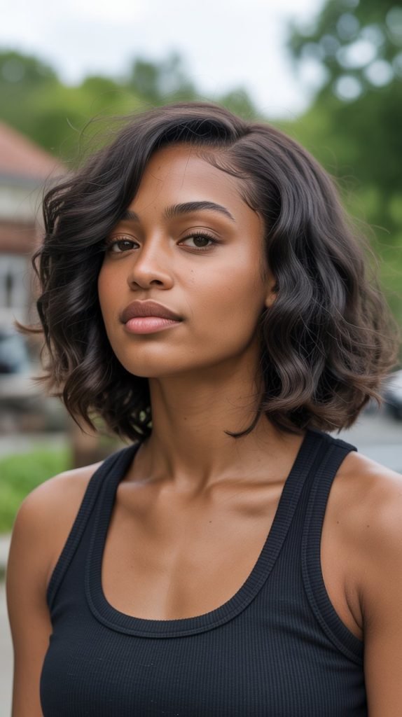 Layered Jawline Bob for Natural Hair