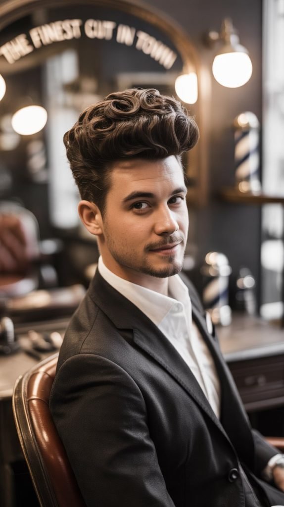 Modern Pompadour for Curly Hair