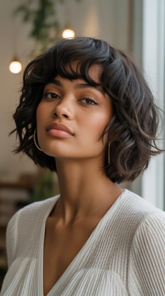 Textured Shag Jawline Bob