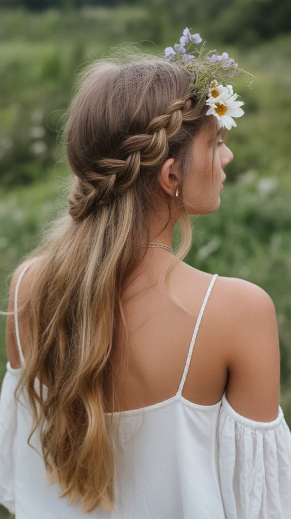 2. Bohemian Side Braid Crown