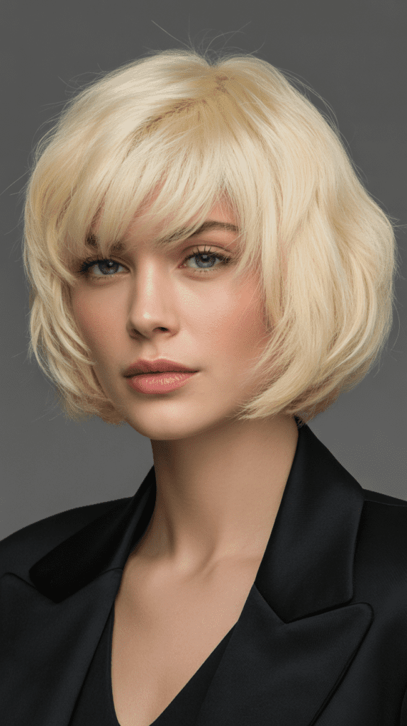 Bold French Bob with Electric Blonde