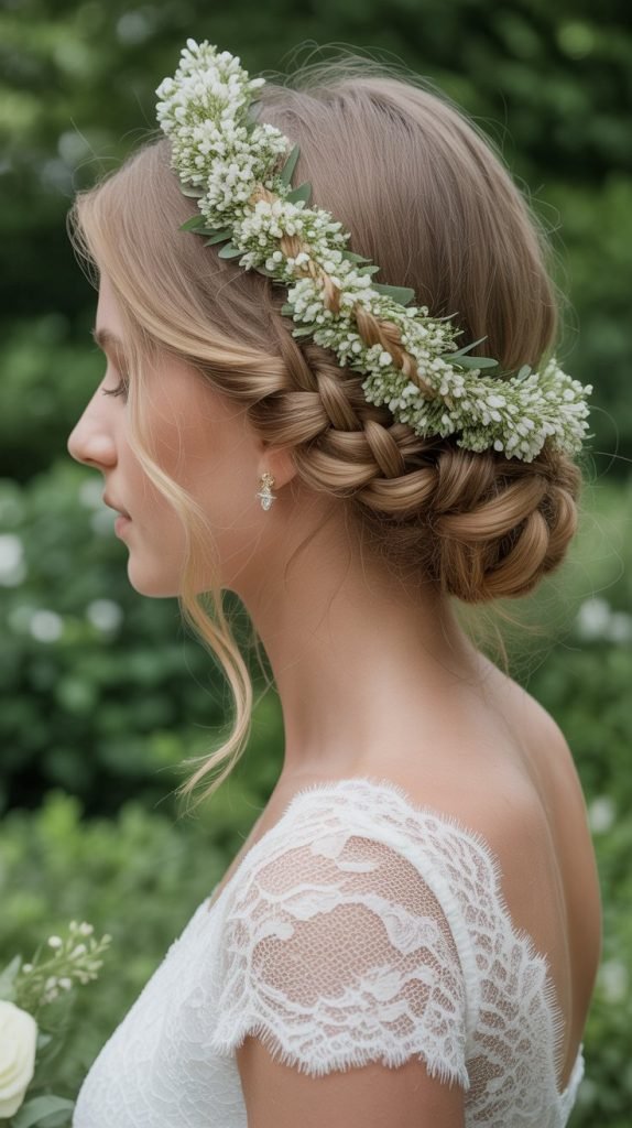 Braided Flower Crown Updo