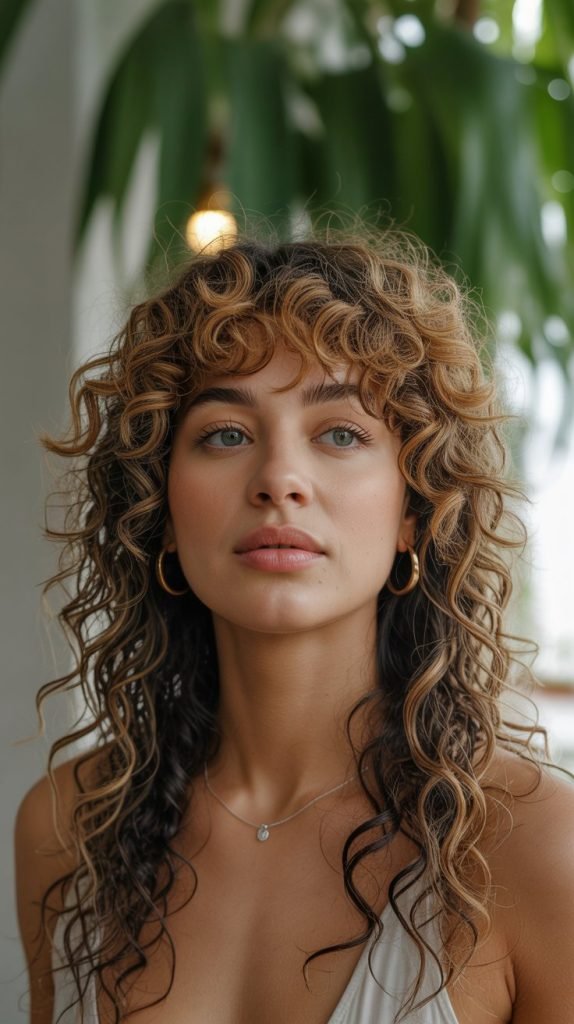 Curly Bangs with Long Layered Back