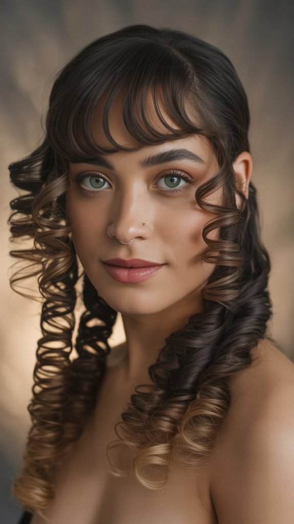 Dimensional Curly Cut with Multi-Length Face-Framing