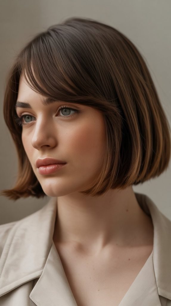 12. Chin Bob with Side-Swept Bangs