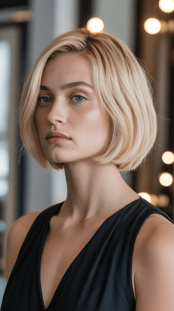 Chin-Length French Bob with Vanilla Blonde