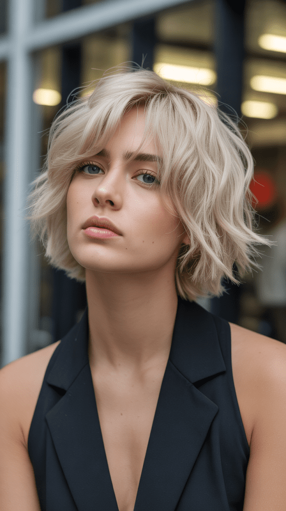  Choppy French Bob with Beige Blonde