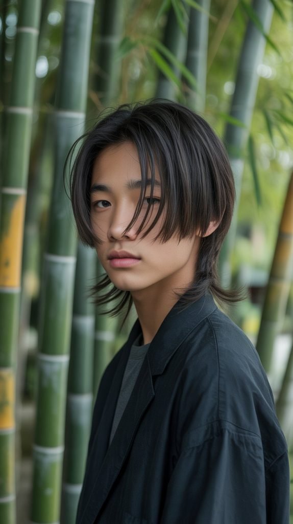 Long Hair with Curved Cutting Lines