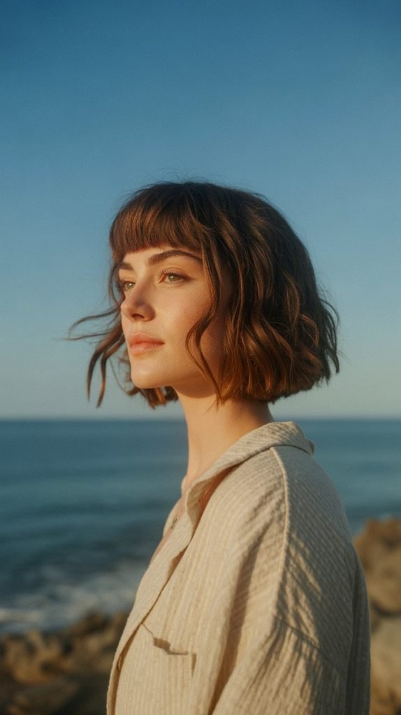 Wavy Beach Bob with Tousled Fringe