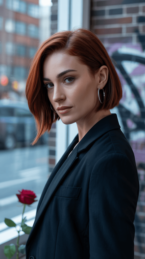 Asymmetrical Shaggy Bob with Side-Swept Fringe