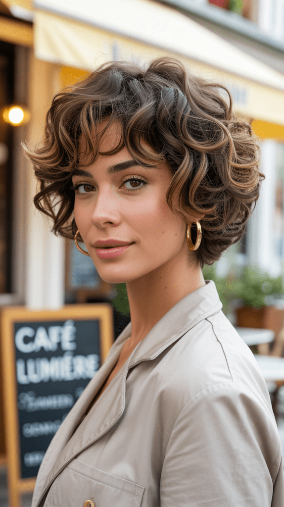 Curly Layered French Bob