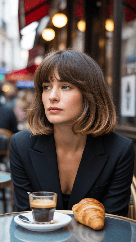 Tousled French Bob with Long Bangs