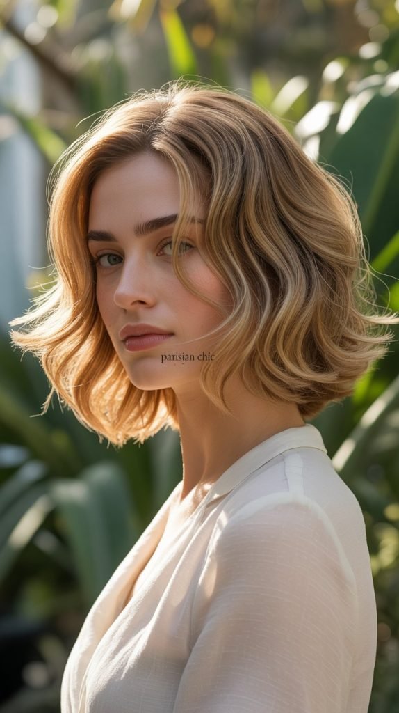. Layered French Bob with Natural Waves