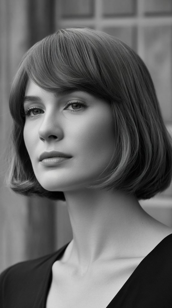 Bob with Deep Side Part and Long Bangs