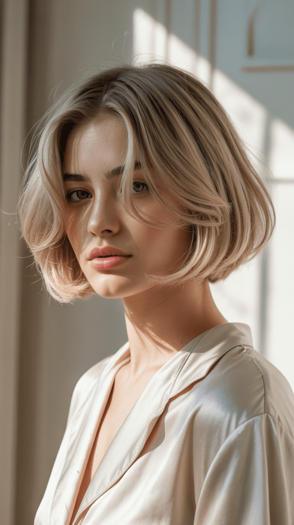 Layered French Bob with Vanilla Blonde Softness