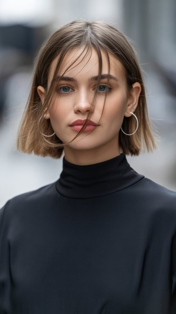 Chin-Length Bob with Side Bangs and Face-Framing Layers