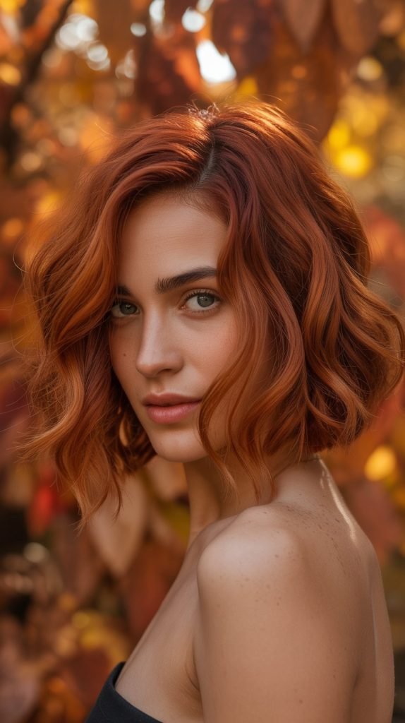  Wavy Bob with Copper Tones