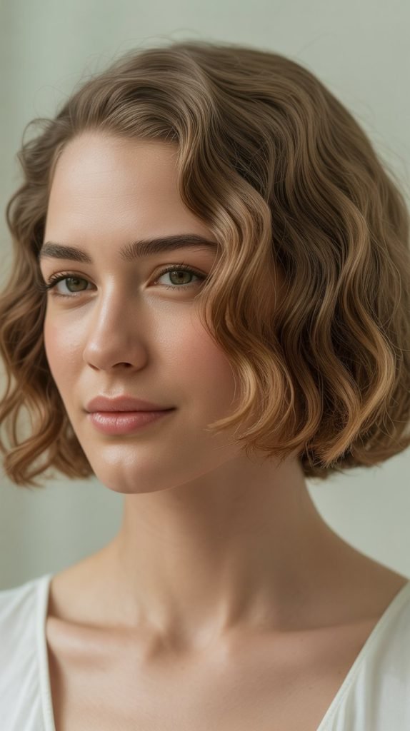 Wavy Bob with Balanced Proportions