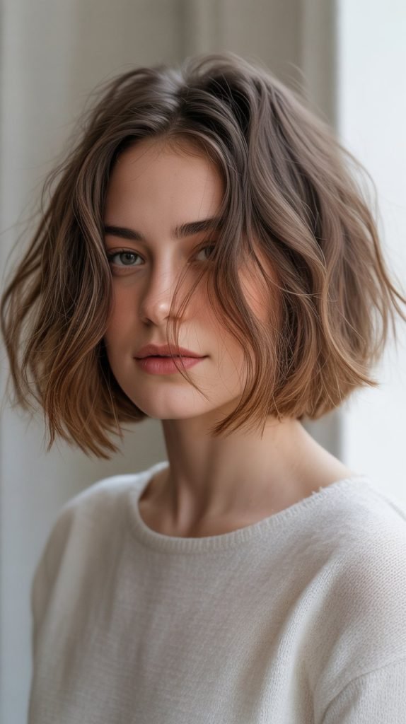 Tousled Bob with Irregular Layers