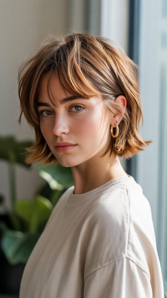 Textured Choppy Ear-Length Bob