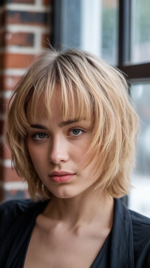 The Layered Bob with Choppy Bangs