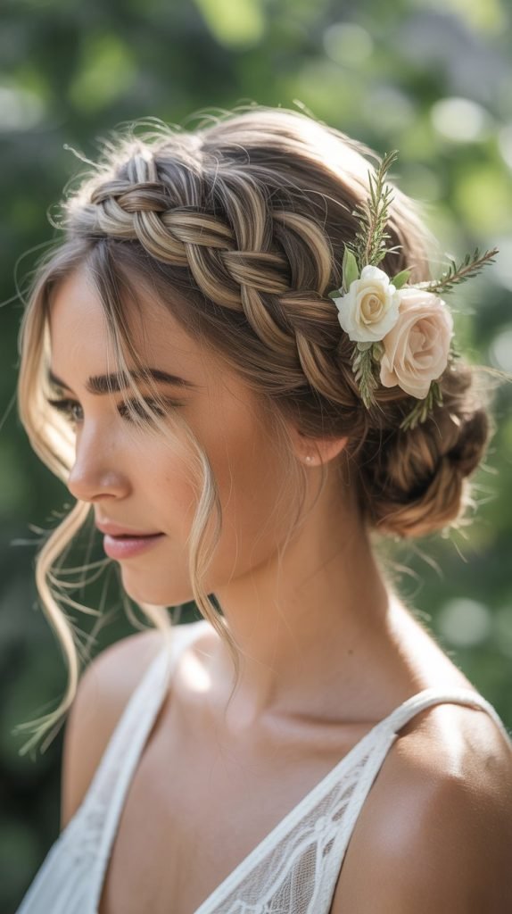 Textured Crown Braid Updo