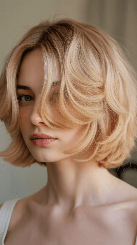 Layered French Bob with Butter Blonde