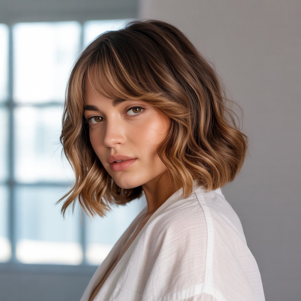 French Bob with Curtain Bang Layers