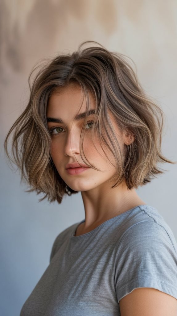 Messy Layered Blunt Bob