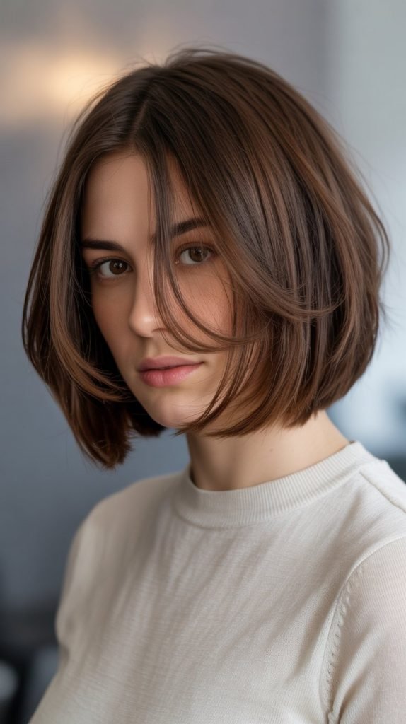 Feathered Layered Blunt Bob
