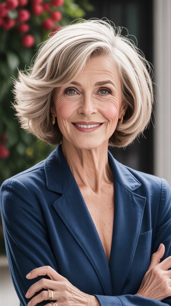 23. Volume Bob with Side-Swept Fringe