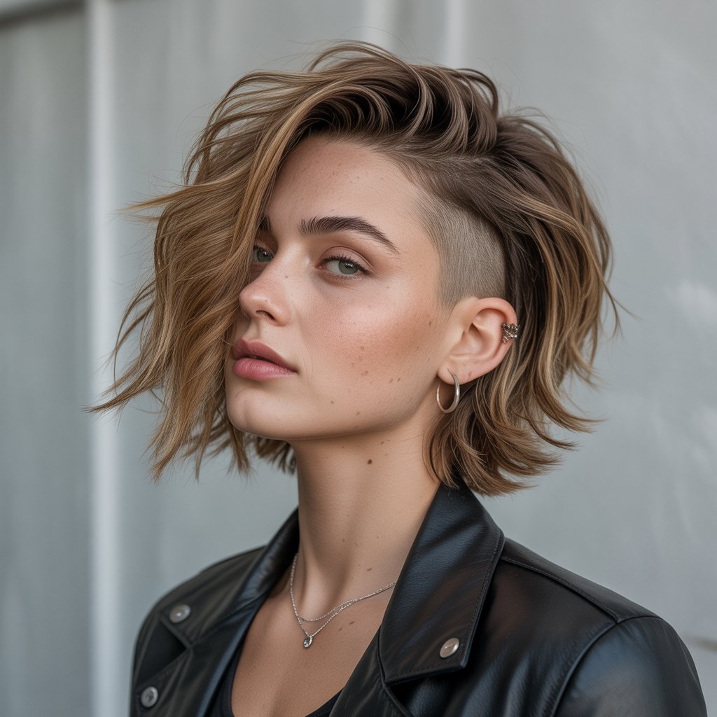 16. Messy Bob with Edgy Undercut