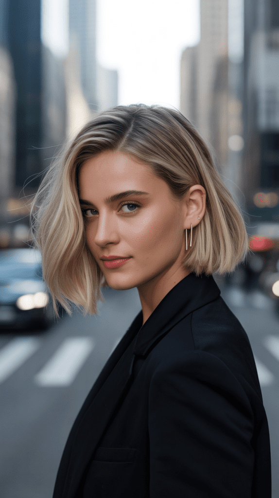 Piecy Blonde Bob with Strategic Separation