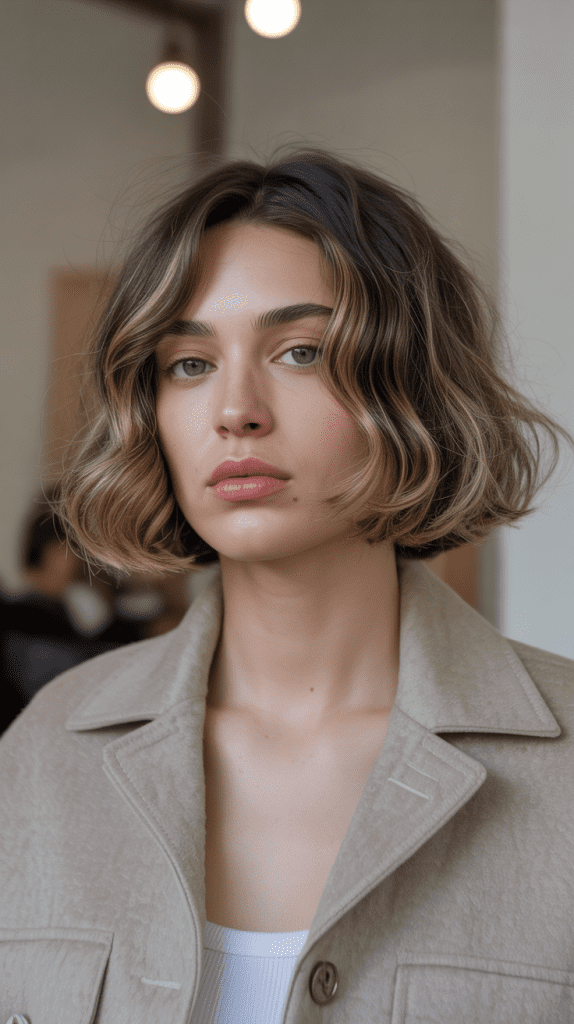 French Bob with Crimped Texture