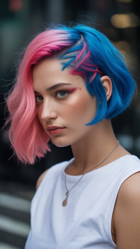 14. Colorful Bob with Statement Undercut