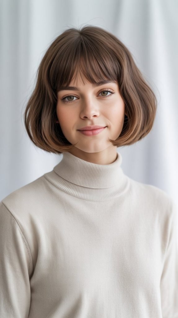 Chin-Length Bob with Baby Bangs