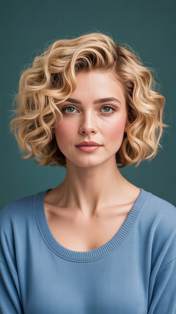 8. The Curly Layered Blonde Bob