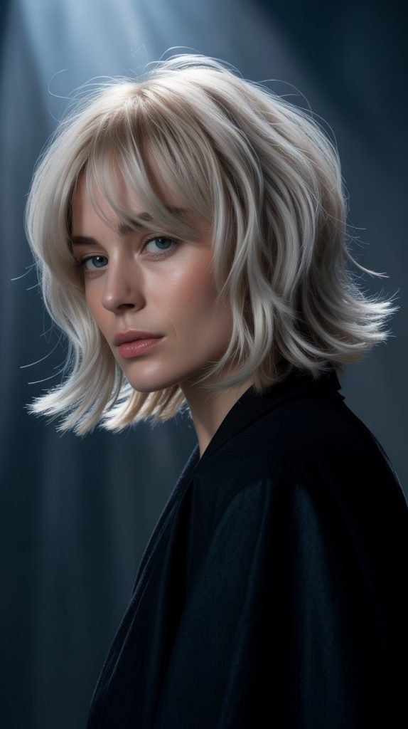 Moonlight Blonde Shaggy French Bob for Ethereal Appeal