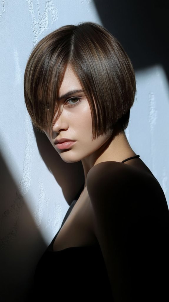 Asymmetrical Bob with Side-Swept Bangs