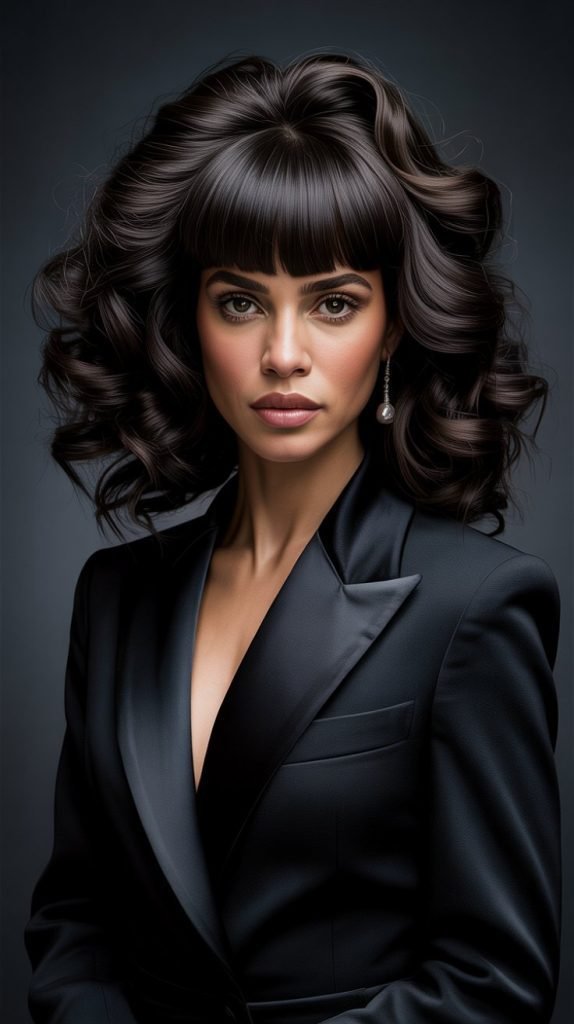 Heavy Bangs with Voluminous Curls