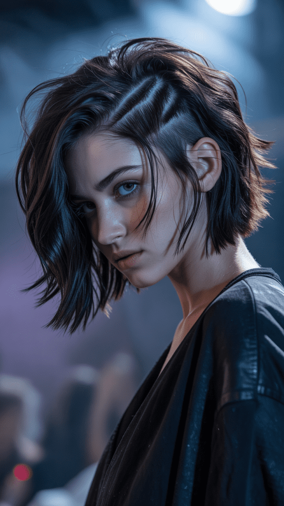  Shaggy Bob with Multiple Undercut Sections