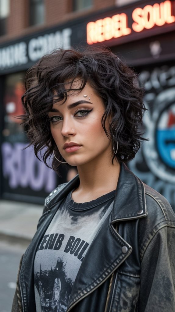 Curly Wolf Cut with Choppy Layers