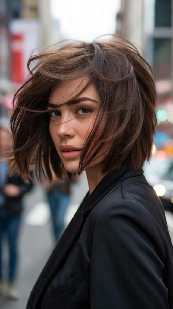  Classic Feathered Bob with Side Part