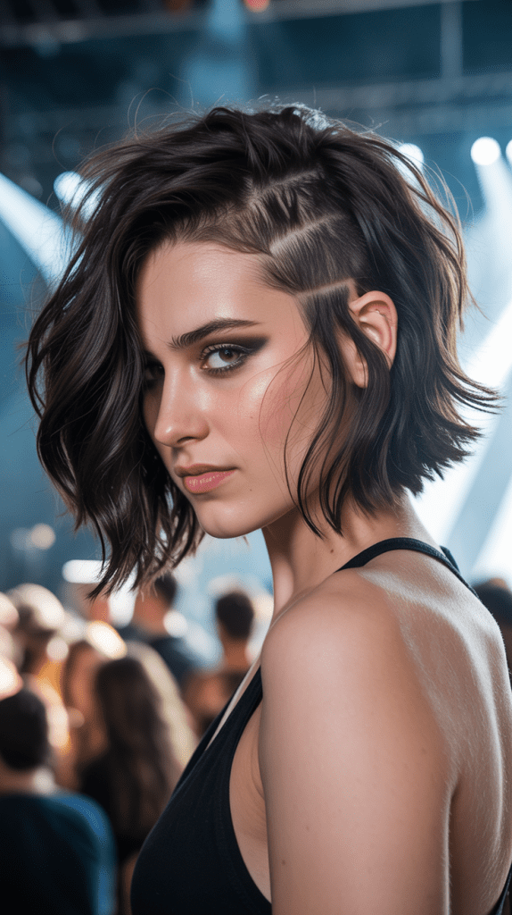 Rock-Inspired Messy Bob with Multiple Undercuts