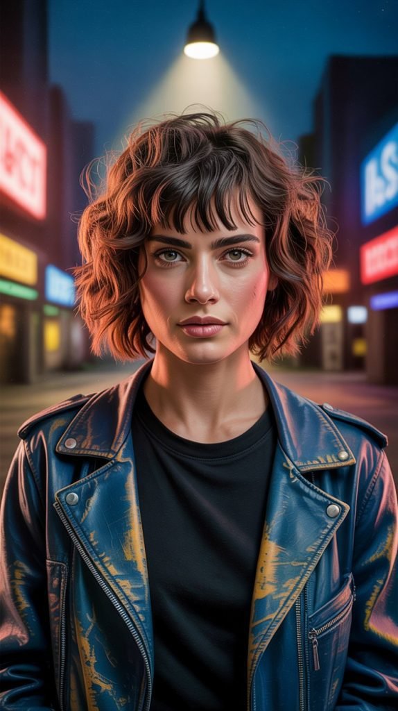 Asymmetrical Bangs with Curly Shag