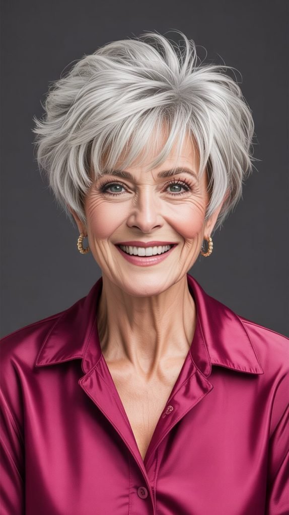 30. Voluminous Crop with Textured Bangs