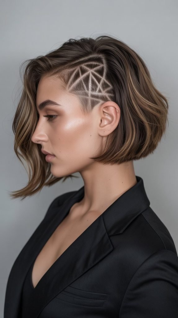 4. Geometric Pattern Undercut Bob