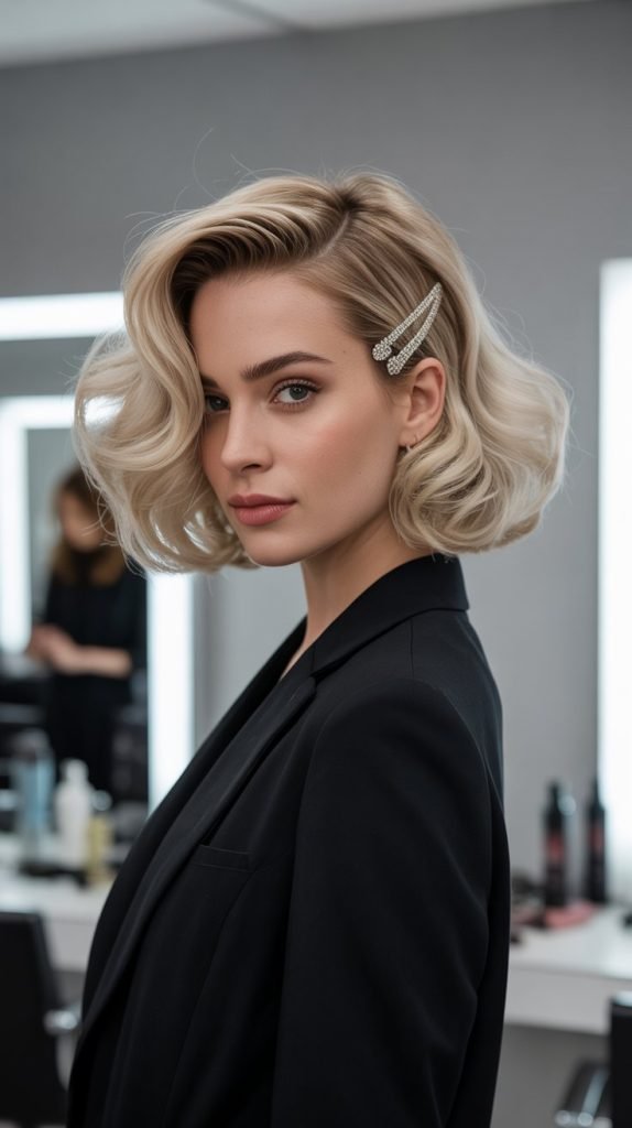 Side-Parted French Bob with Volume
