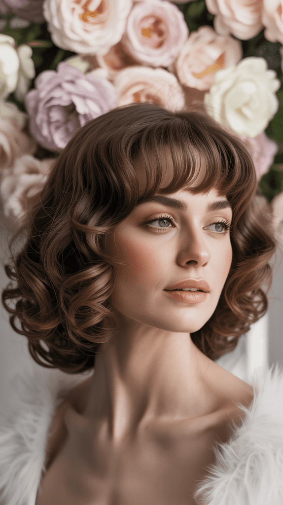 Layered Shaggy French Bob with Ringlet Curls