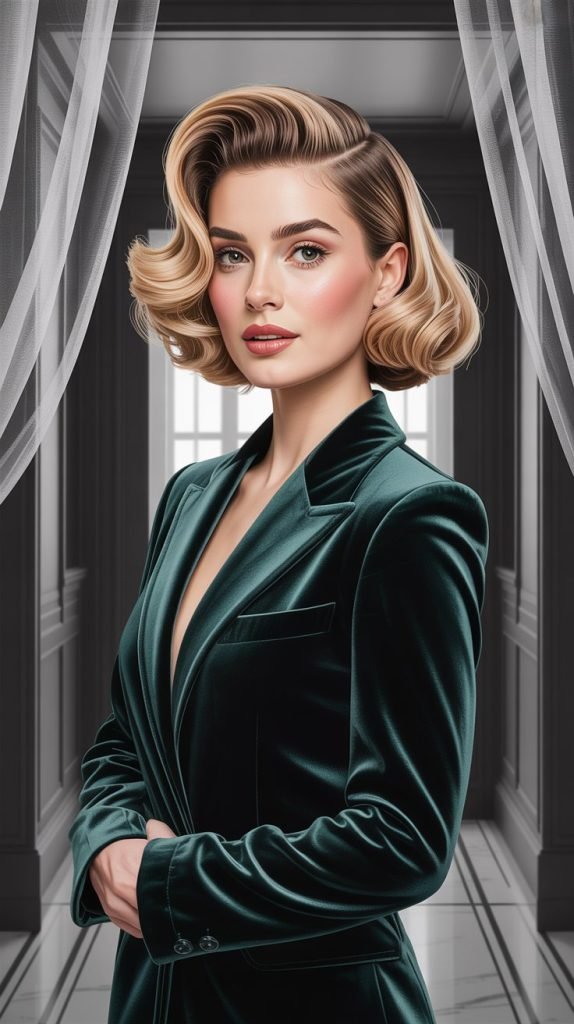 23. The Retro-Inspired Blonde Bob with Victory Roll Layers